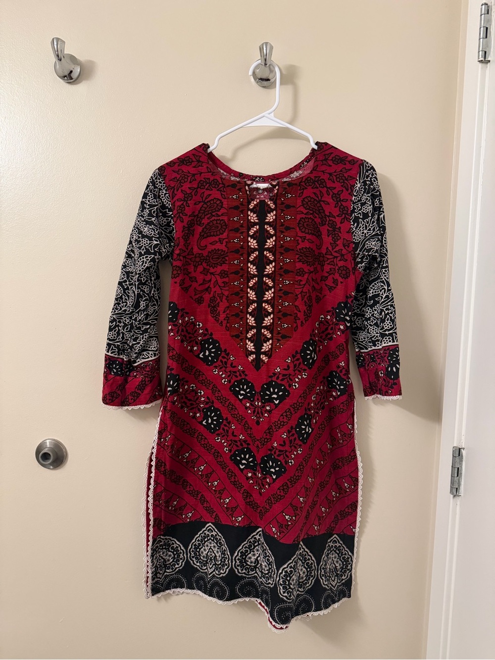 Red and Black Shalwar Kameez